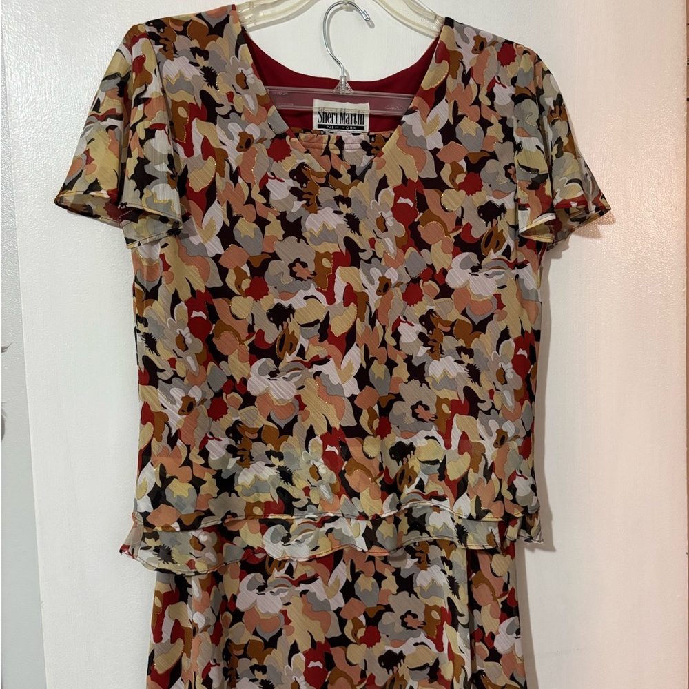 Sheri Martin Tan Flutter Sleeve V-Neck Sundress